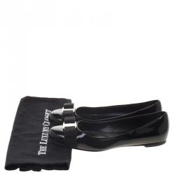 Pre Owned Salvatore Ferragamo Black Patent Leather Varina Ballet Flats Size 38.5