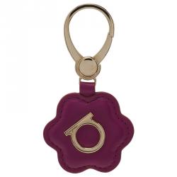 Pre Owned Salvatore Ferragamo Pink Leather Flower Bag Charm
