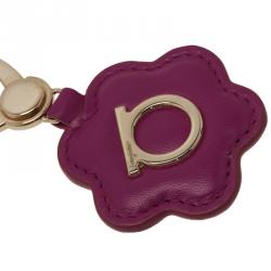 Pre Owned Salvatore Ferragamo Pink Leather Flower Bag Charm