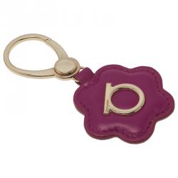 Pre Owned Salvatore Ferragamo Pink Leather Flower Bag Charm