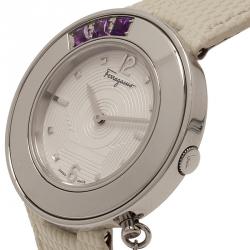 Pre Owned ساعة يد نسائية سالفاتوري فيراغامو غانسينو سباركلنغ ستانلس ستيل بيضاء 36مم