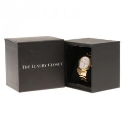 Pre Owned Salvatore Ferragamo Mother of Pearl Gold Ion Plated Stainless Steel FG2 Women's Wristwatch 33MM