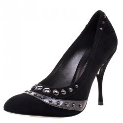 Sebastian Black Studded Suede Pumps Size 39