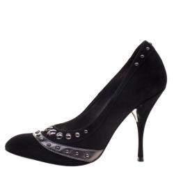 Sebastian Black Studded Suede Pumps Size 39