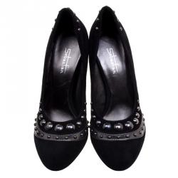 Sebastian Black Studded Suede Pumps Size 39