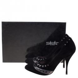 Sebastian Black Studded Suede Pumps Size 39