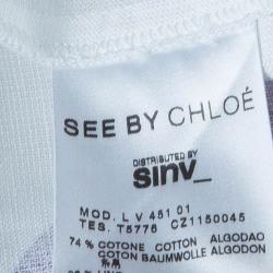 Pre Owned فستان سي باي كلوي أبيض مطبوع واسع L