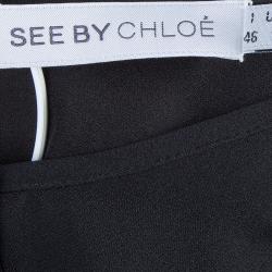 Pre Owned See by Chloe Black Balloon Sleeve Sheer Tunic Blouse L