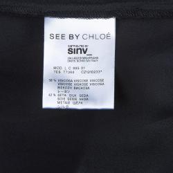 Pre Owned See by Chloe Black Balloon Sleeve Sheer Tunic Blouse L