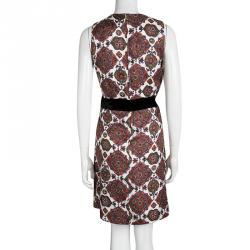 Pre Owned فستان سي باي كلوي حرير مطبوع فيونكة أمامية بلا أكمام M