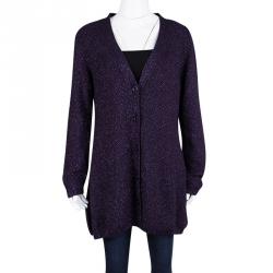 See By Chloe Purple Lurex Knit Button Front Cardigan M