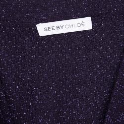 See By Chloe Purple Lurex Knit Button Front Cardigan M