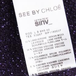 See By Chloe Purple Lurex Knit Button Front Cardigan M