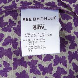 مملوكة مسبقًا توب سي باي كلوي منقوش شيفون بنفسجي M