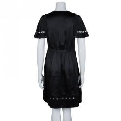 Pre Owned فستان سي باي كلوي حرير أسود فتحات مفرغة S