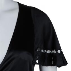 Pre Owned فستان سي باي كلوي حرير أسود فتحات مفرغة S