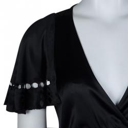 Pre Owned فستان سي باي كلوي حرير أسود فتحات مفرغة S