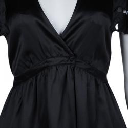 Pre Owned فستان سي باي كلوي حرير أسود فتحات مفرغة S