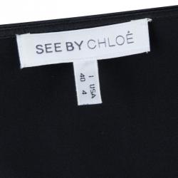 Pre Owned فستان سي باي كلوي حرير أسود فتحات مفرغة S