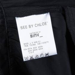 Pre Owned فستان سي باي كلوي حرير أسود فتحات مفرغة S