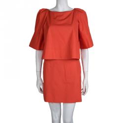 Pre Owned فستان سي باي كلوي كم قصير قطن أحمر S