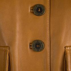 Pre Owned See By Chloe Brown Short Sleeve Cropped Leather Jacket S