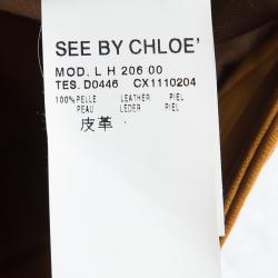 Pre Owned See By Chloe Brown Short Sleeve Cropped Leather Jacket S