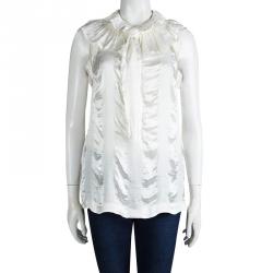 Pre Owned See By Chloe Off White Ruffle Tie Detail Sleeveless Top M