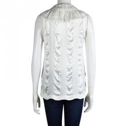 Pre Owned See By Chloe Off White Ruffle Tie Detail Sleeveless Top M