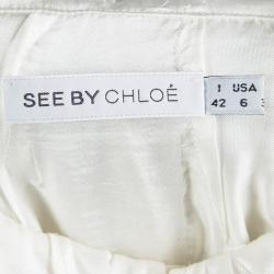 Pre Owned See By Chloe Off White Ruffle Tie Detail Sleeveless Top M