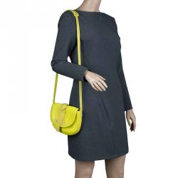 Pre Owned See By Chloe Yellow Lemon Leather Flap Crossbody Bag