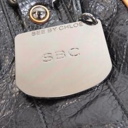 Pre Owned See By Chloe Black Leather Charm Shopper Tote