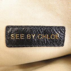 Pre Owned See By Chloe Black Leather Charm Shopper Tote