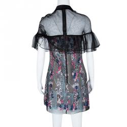 مملوكة مسبقًا Self Portrait Multicolor Floral Vine Embroidered Mini Dress S