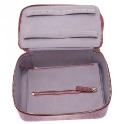 Smythson Pink Python Embossed Leather Mara Jewelry Pouch