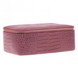 Smythson Pink Python Embossed Leather Mara Jewelry Pouch