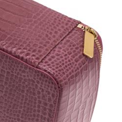 Smythson Pink Python Embossed Leather Mara Jewelry Pouch