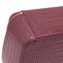 Smythson Pink Python Embossed Leather Mara Jewelry Pouch