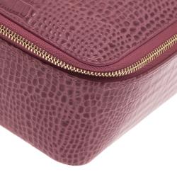 Smythson Pink Python Embossed Leather Mara Jewelry Pouch