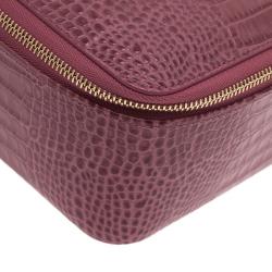 Smythson Pink Python Embossed Leather Mara Jewelry Pouch