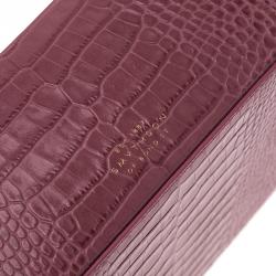 Smythson Pink Python Embossed Leather Mara Jewelry Pouch