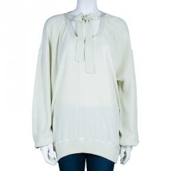 Pre Owned Sonia Rykiel Cream Long Sleeve Knit Top L