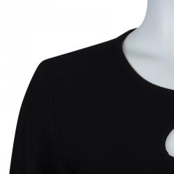 Sonia Rykiel Black Cutout Detail Pleated Short Sleeve Top L