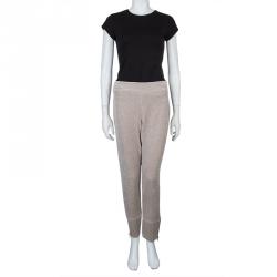 Pre Owned Sonia Rykiel Beige Zip Detail Sweat Pants L