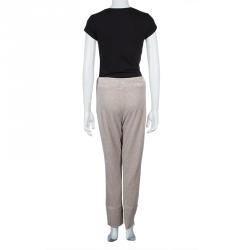 Pre Owned Sonia Rykiel Beige Zip Detail Sweat Pants L