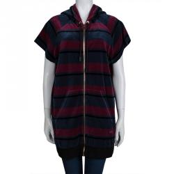 Pre Owned Sonia Rykiel Multicolor Striped Velvet Short Sleeve Hoodie XL