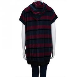Pre Owned Sonia Rykiel Multicolor Striped Velvet Short Sleeve Hoodie XL