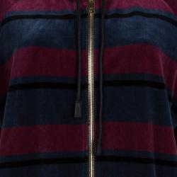Pre Owned Sonia Rykiel Multicolor Striped Velvet Short Sleeve Hoodie XL