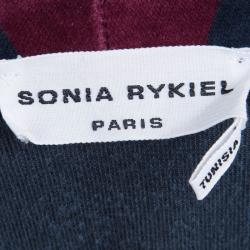 Pre Owned Sonia Rykiel Multicolor Striped Velvet Short Sleeve Hoodie XL