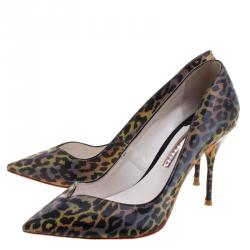 Sophia Webster Multicolor Leopard Print Izzy Holographic Pumps Size 38